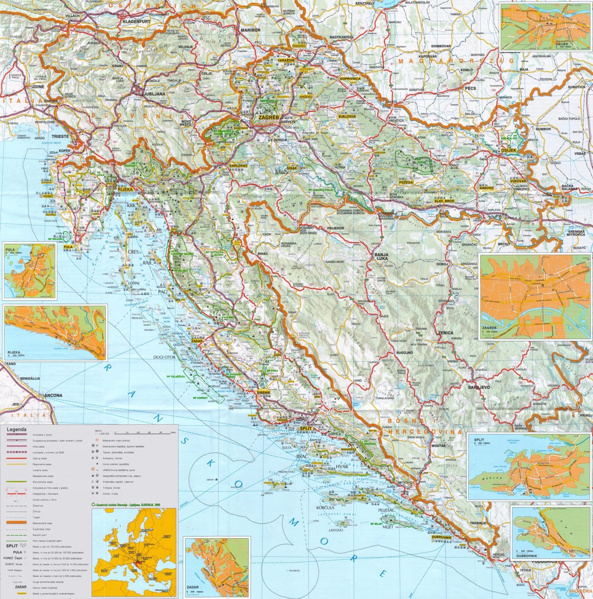 დედაქალაქში ხორვატია რუკა
