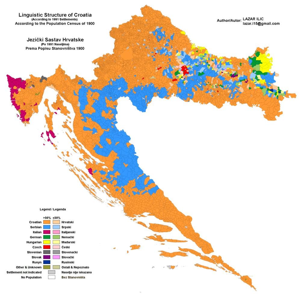 რუკა ეთნიკური რუკა ხორვატია