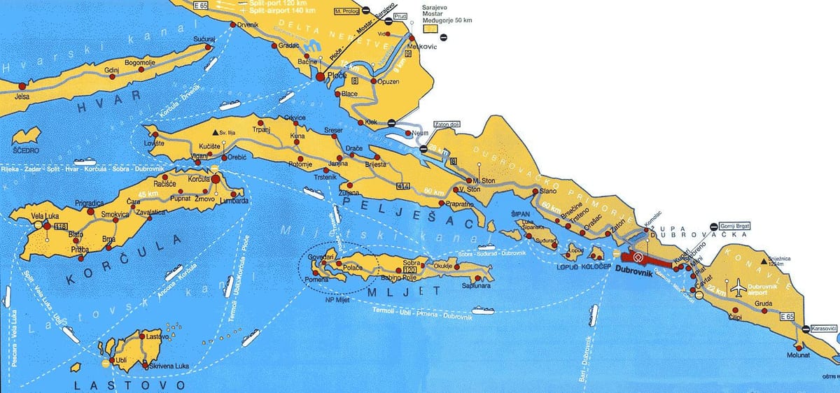 ხორვატია რუკა dubrovnik ფართი