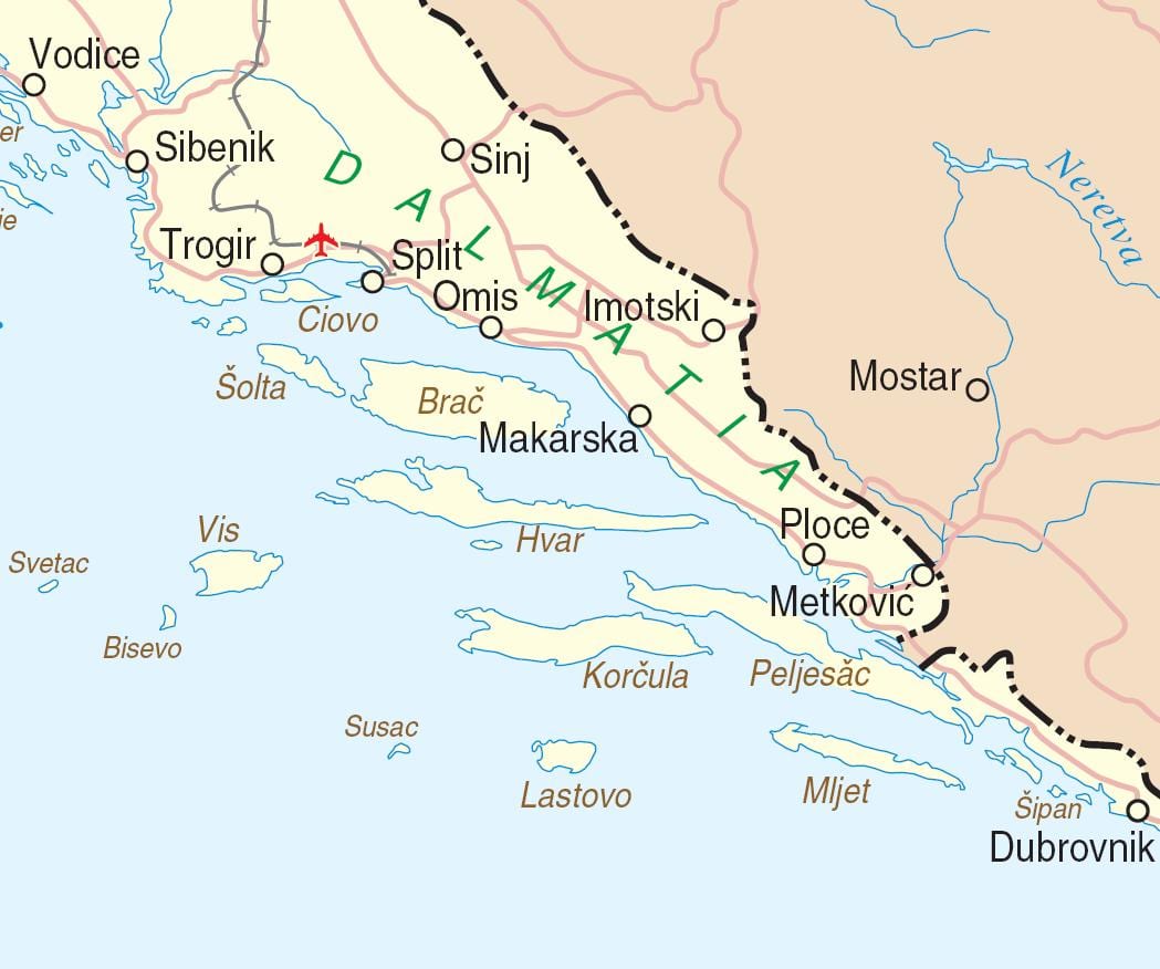 რუკა სამხრეთ ხორვატია