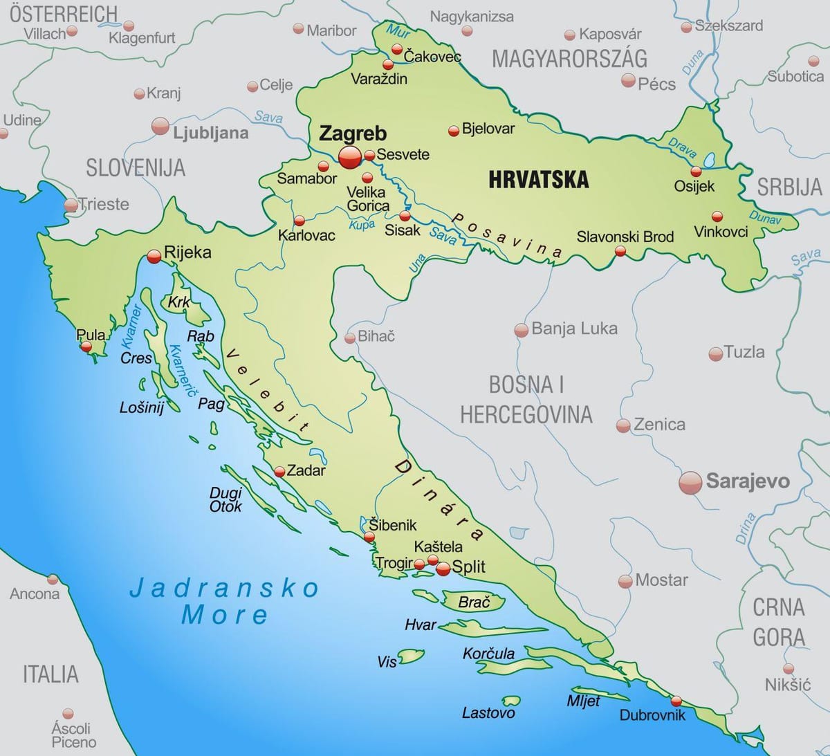 ჩრდილოეთ ხორვატია რუკა