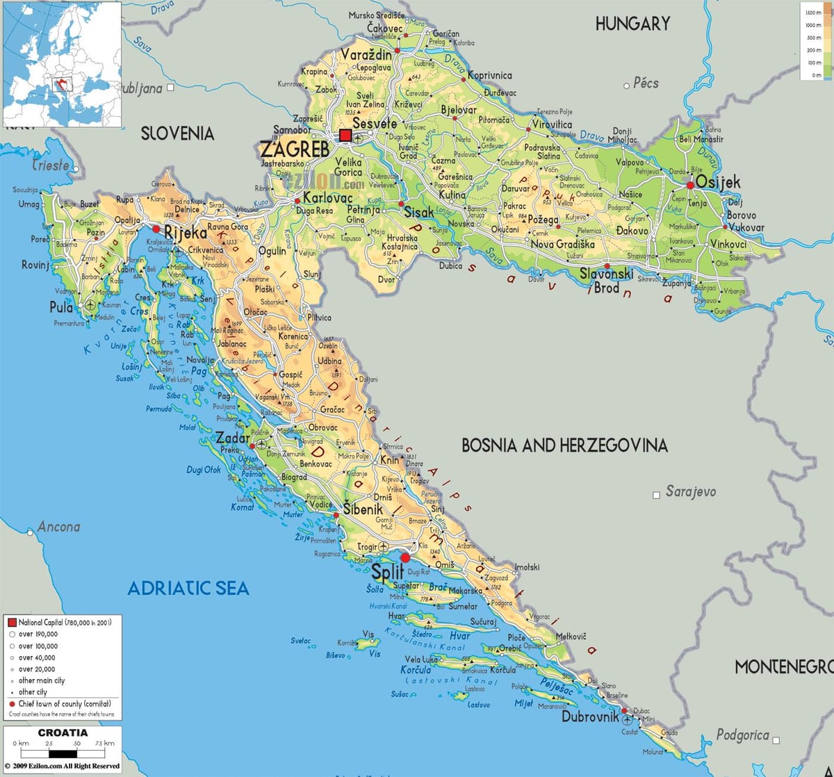 რუკა ხორვატია მდინარე