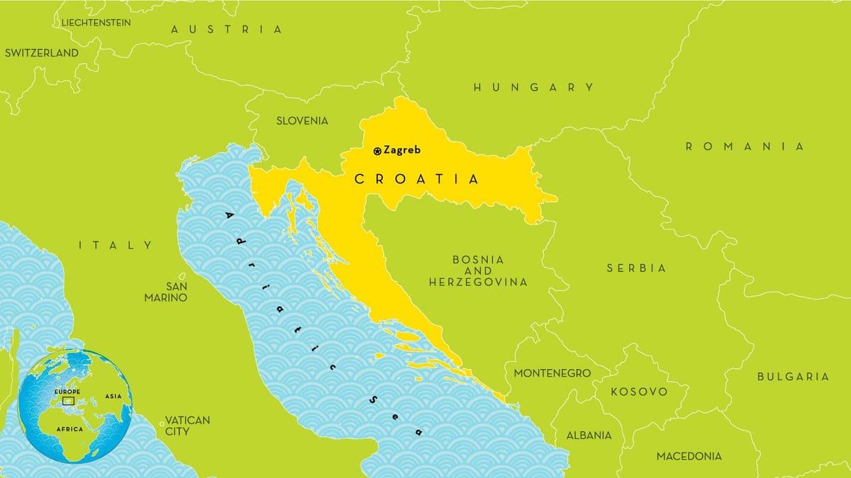 რუკა ქვეყნებში ახლოს ხორვატია