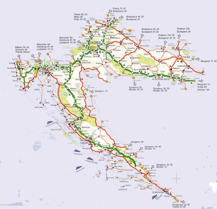 რუკა ხორვატია road trip