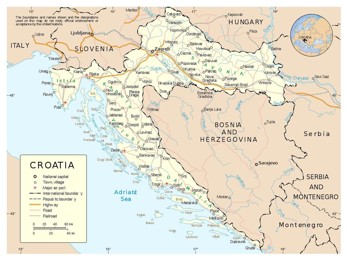 რუკა ხორვატიის ქალაქების