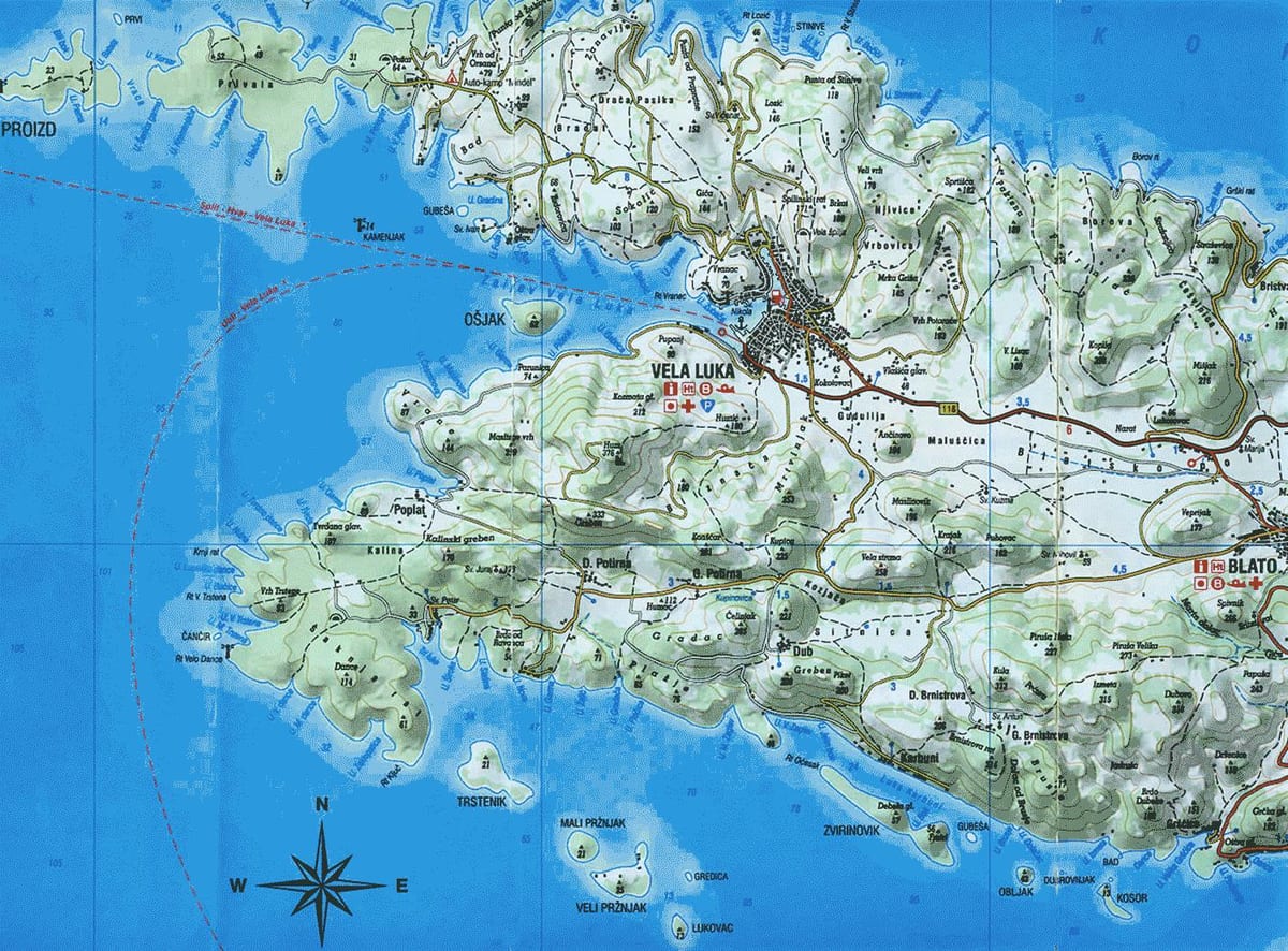 რუკა korcula ხორვატია