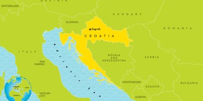 რუკა ხორვატია და მის მიმდებარე ტერიტორიებზე,