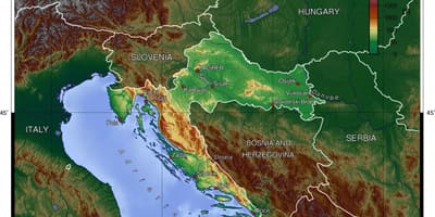რუკა ხორვატია ტოპოგრაფიული 